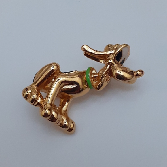 Disney Jewelry - Vintage Disney pluto gold tone enameled brooch